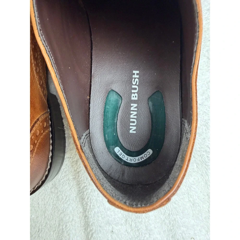 Nunn Bush Mens 84525 Cambridge Brown Leather Wingtip Oxford Shoes Size 9 M